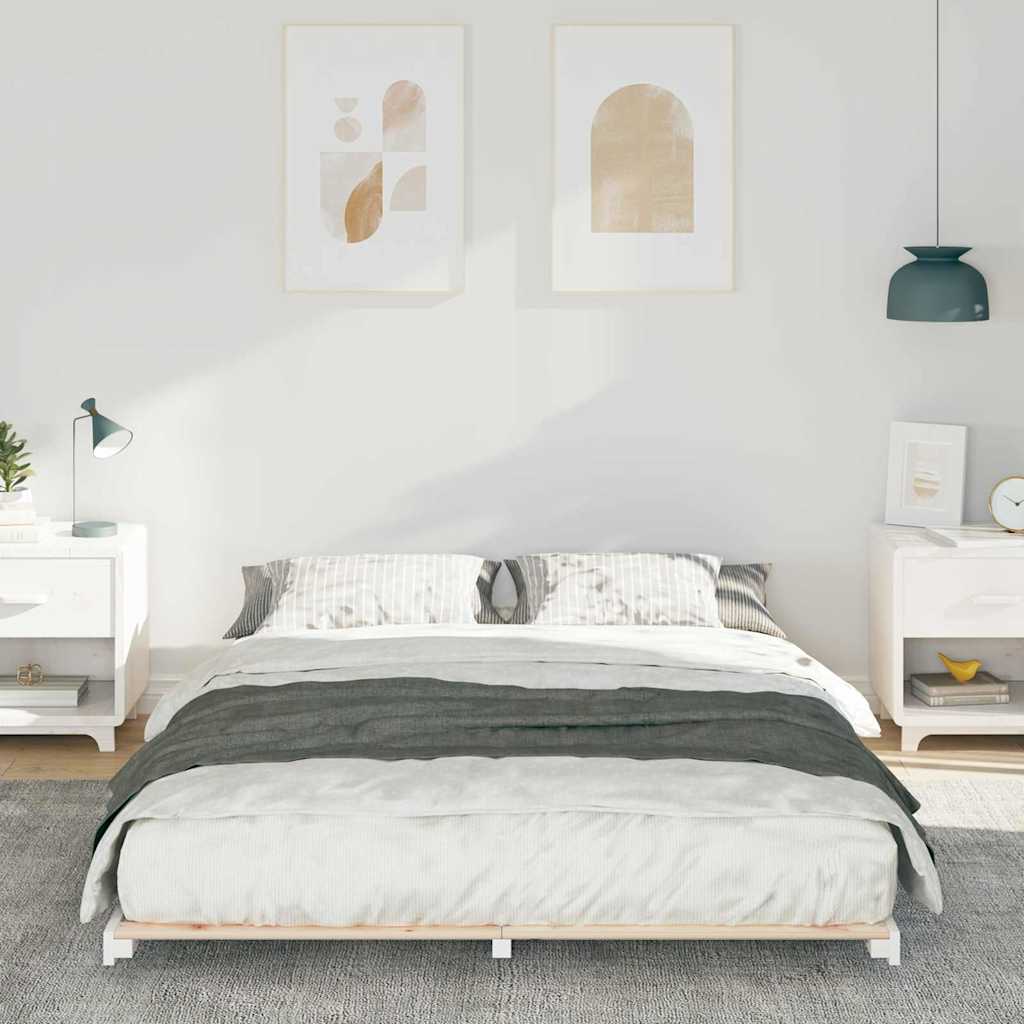 vidaXL Cadru de pat de podea Alb 140 x 220 cm Lemn masiv de pin vidaXL Cadru de pat de podea Alb 140 x 220 cm Lemn masiv de pin
