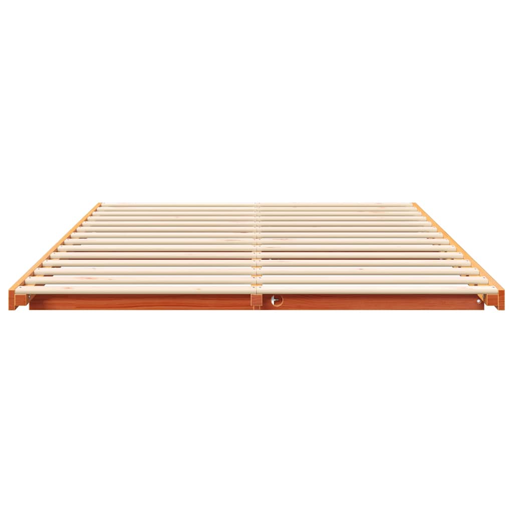 vidaXL Cadru de pat de podea Maro ceruit 140 x 220 cm vidaXL Cadru de pat de podea Maro ceruit 140 x 220 cm