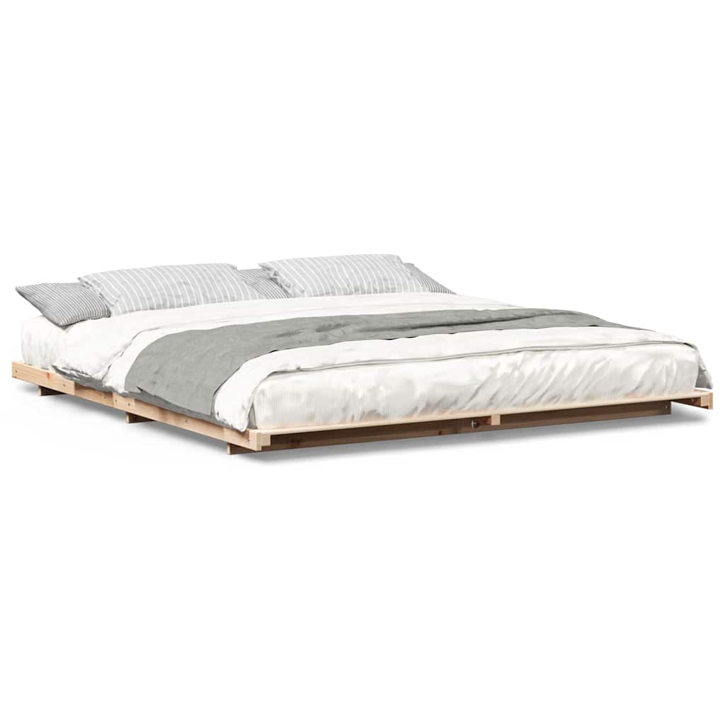 vidaXL Cadru de pat de podea Maro 180 x 220 cm Lemn masiv de pin vidaXL Cadru de pat de podea Maro 180 x 220 cm Lemn masiv de pin