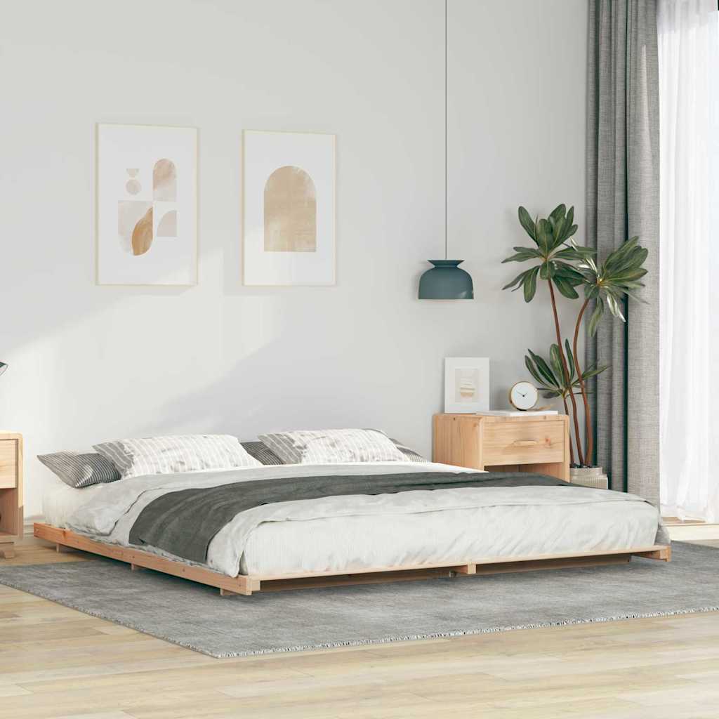 vidaXL Cadru de pat de podea Maro 180 x 220 cm Lemn masiv de pin vidaXL Cadru de pat de podea Maro 180 x 220 cm Lemn masiv de pin