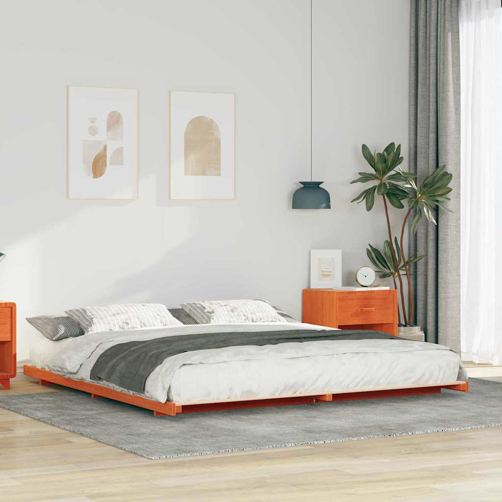 vidaXL Cadru de pat de podea Maro ceruit 180 x 220 cm vidaXL Cadru de pat de podea Maro ceruit 180 x 220 cm