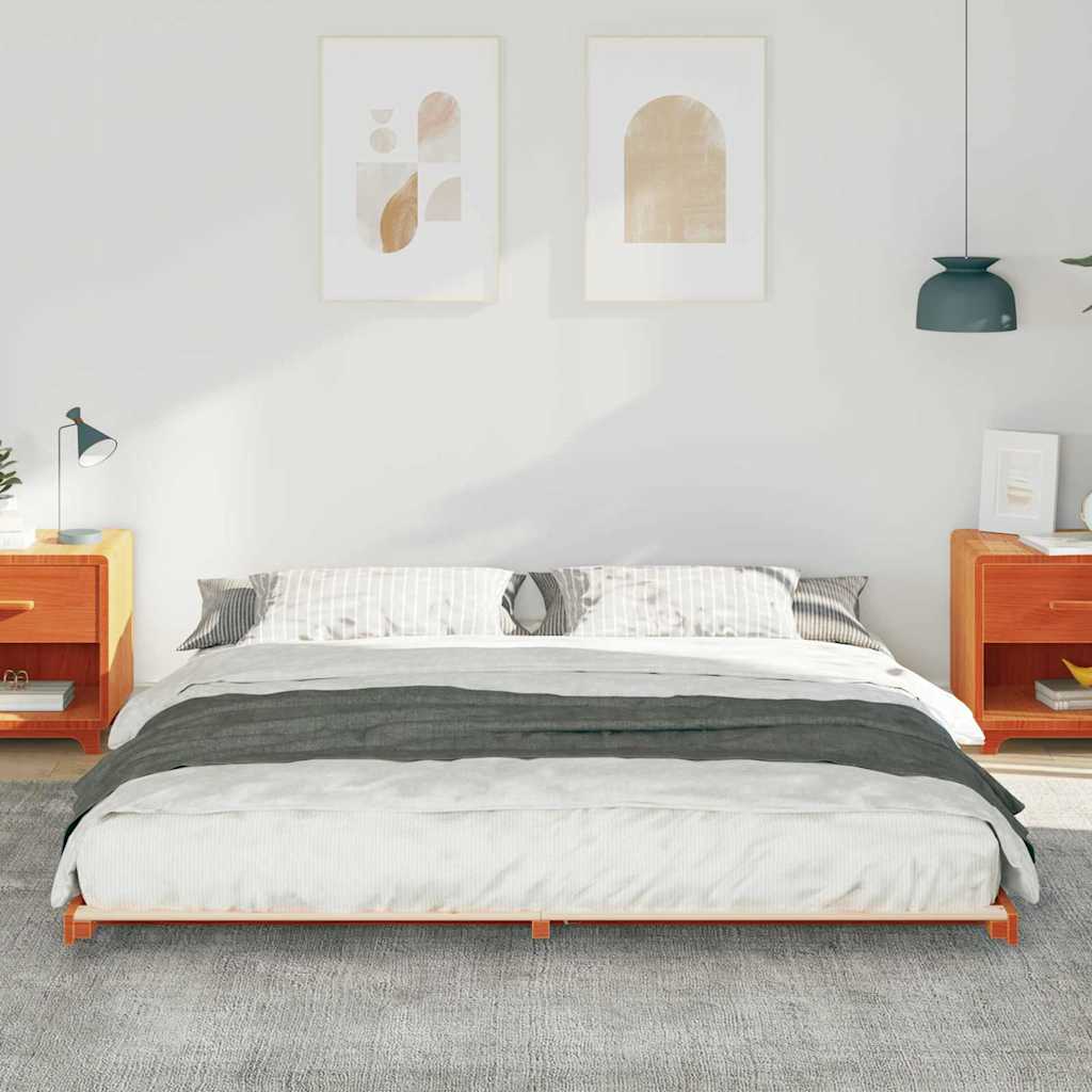 vidaXL Cadru de pat de podea Maro ceruit 200 x 220 cm vidaXL Cadru de pat de podea Maro ceruit 200 x 220 cm