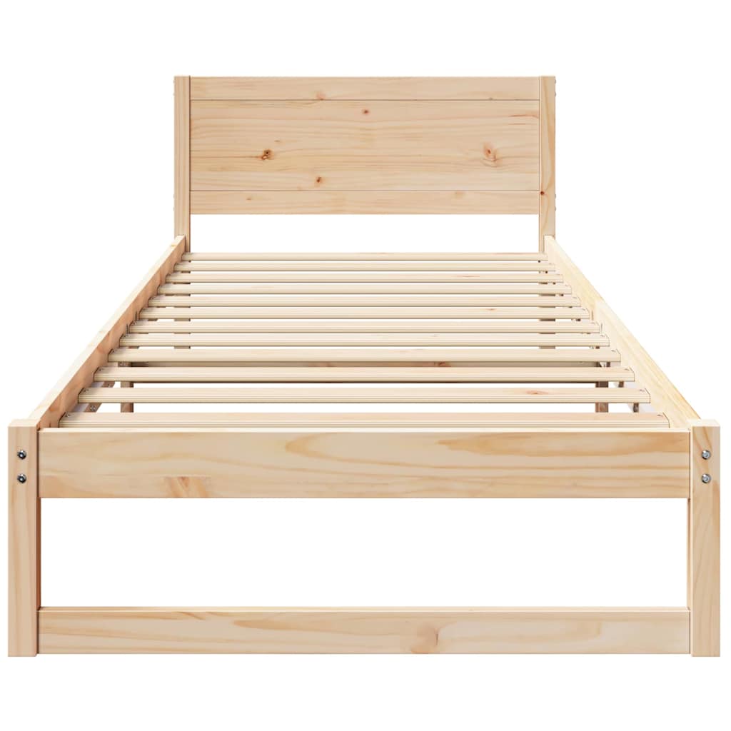 vidaXL Cadru de pat cu headboard Maro 90 x 200 cm Lemn masiv de pin