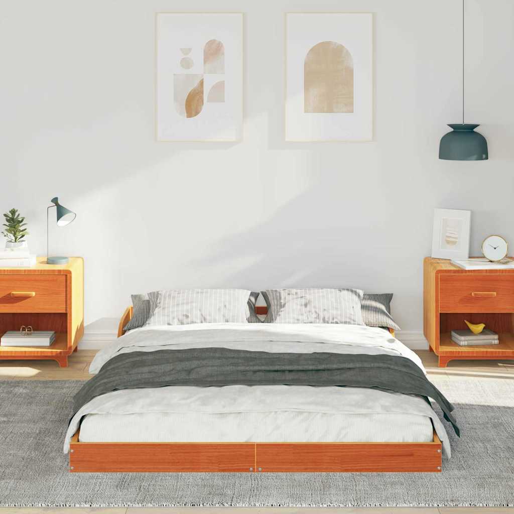 vidaXL Cadru de pat Maro ceruit 135 x 190 cm Lemn masiv de pin vidaXL Cadru de pat Maro ceruit 135 x 190 cm Lemn masiv de pin