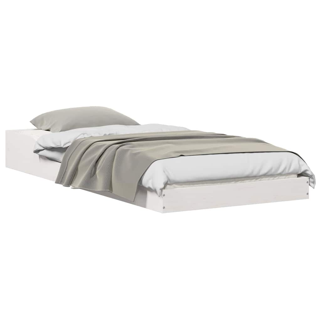 vidaXL Cadru de pat Alb 100 x 210 cm Lemn masiv de pin