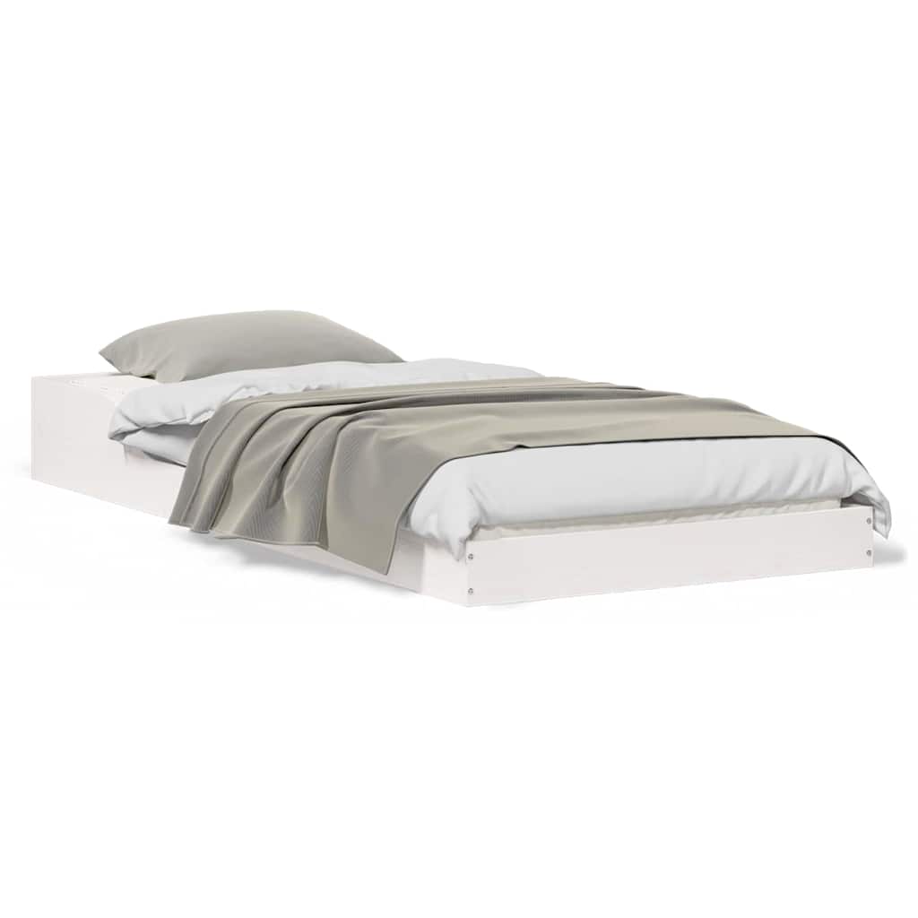 vidaXL Cadru de pat Alb 100 x 210 cm Lemn masiv de pin