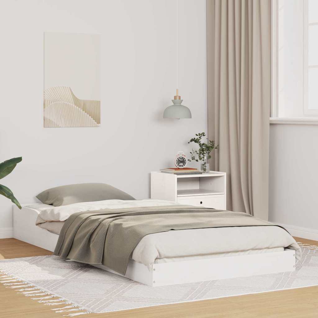 vidaXL Cadru de pat Alb 100 x 210 cm Lemn masiv de pin