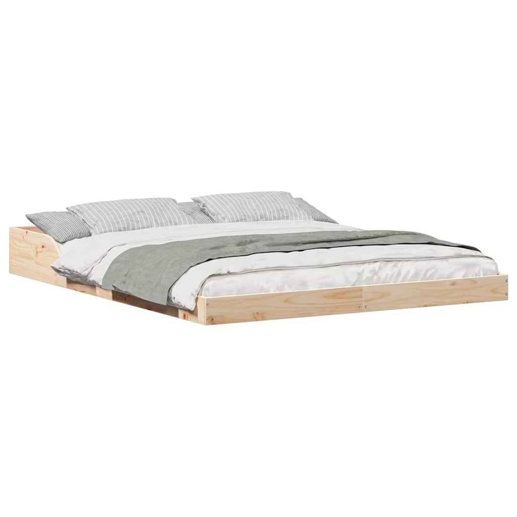 vidaXL Cadru de pat Maro 140 x 210 cm Lemn masiv de pin vidaXL Cadru de pat Maro 140 x 210 cm Lemn masiv de pin