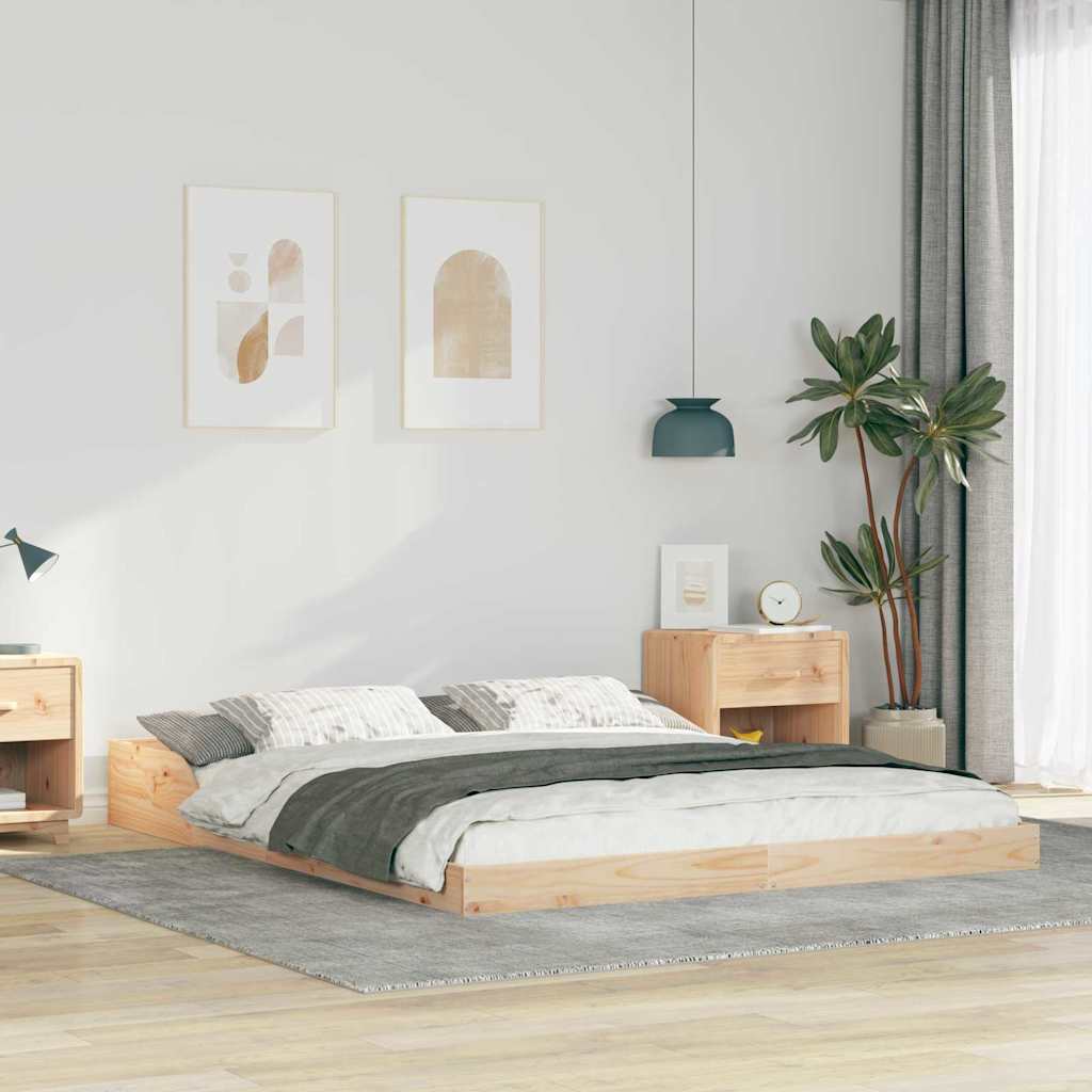 vidaXL Cadru de pat Maro 140 x 210 cm Lemn masiv de pin vidaXL Cadru de pat Maro 140 x 210 cm Lemn masiv de pin