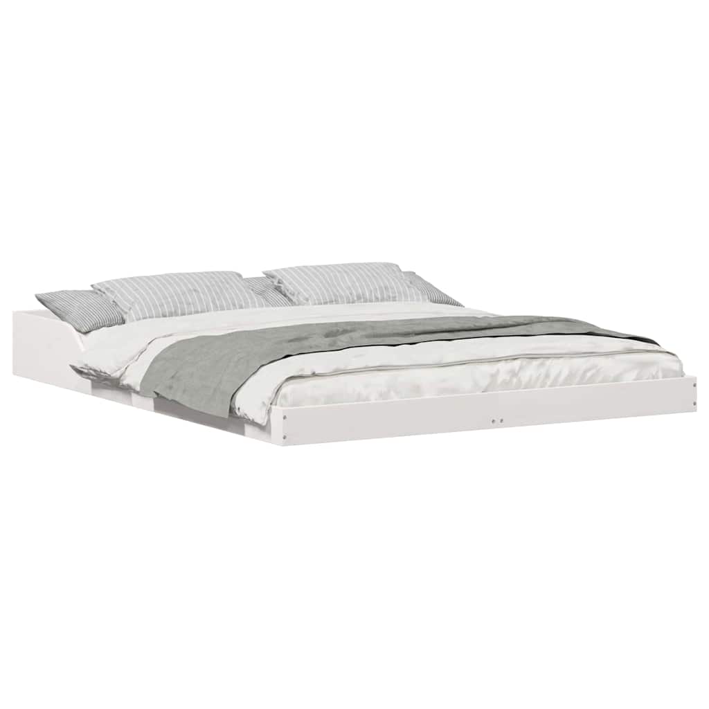 vidaXL Cadru de pat Alb 160 x 210 cm Lemn masiv de pin