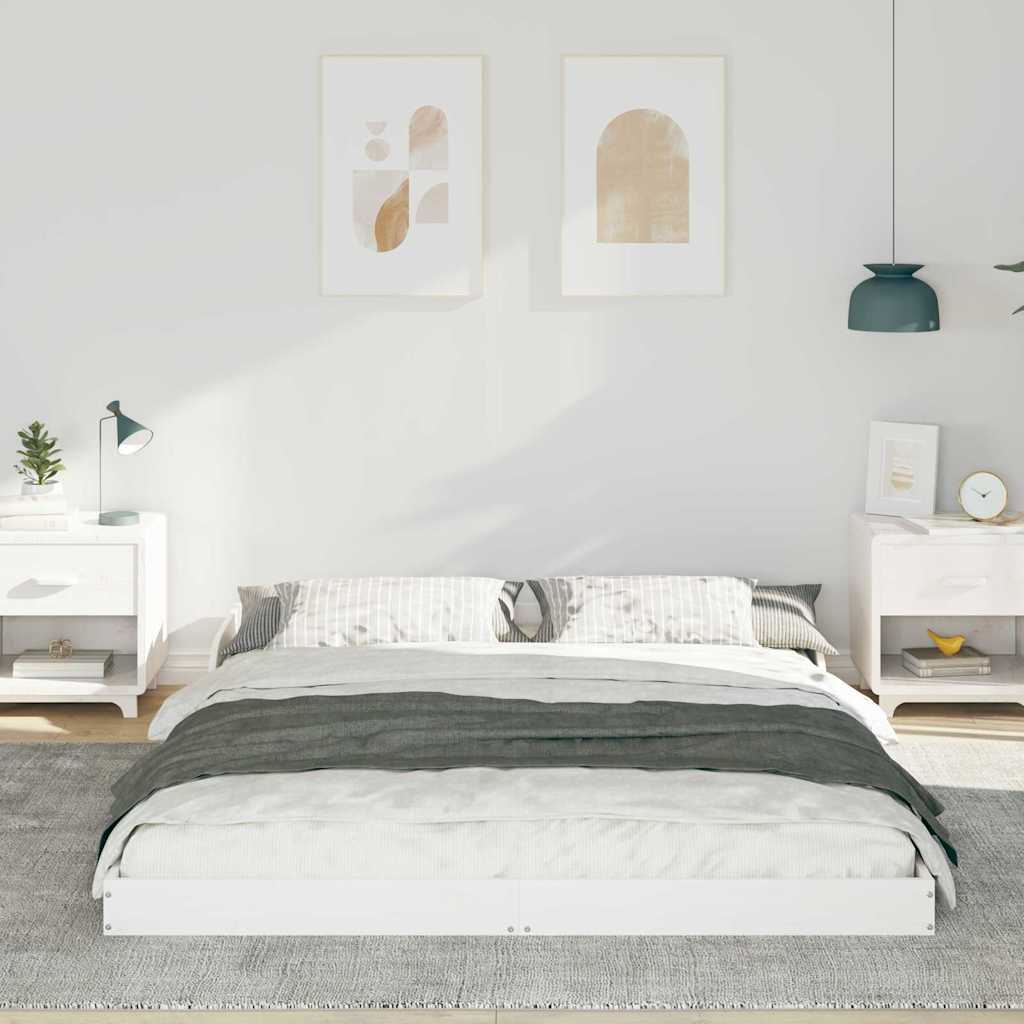 vidaXL Cadru de pat Alb 160 x 210 cm Lemn masiv de pin