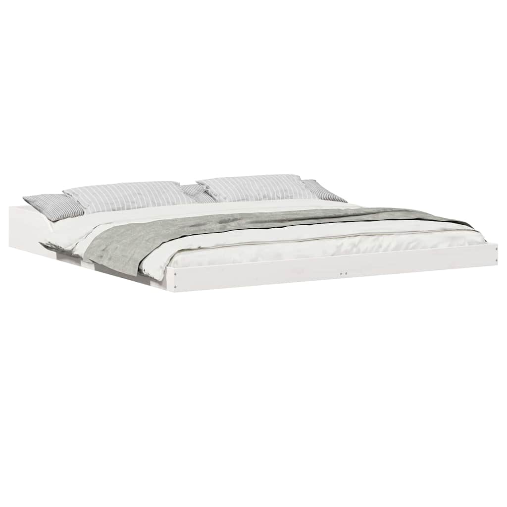 vidaXL Cadru de pat Alb 200 x 220 cm Lemn masiv de pin