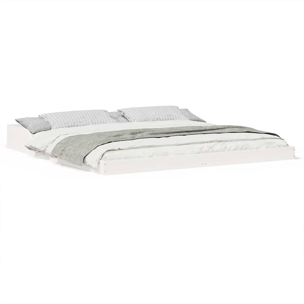 vidaXL Cadru de pat Alb 200 x 220 cm Lemn masiv de pin