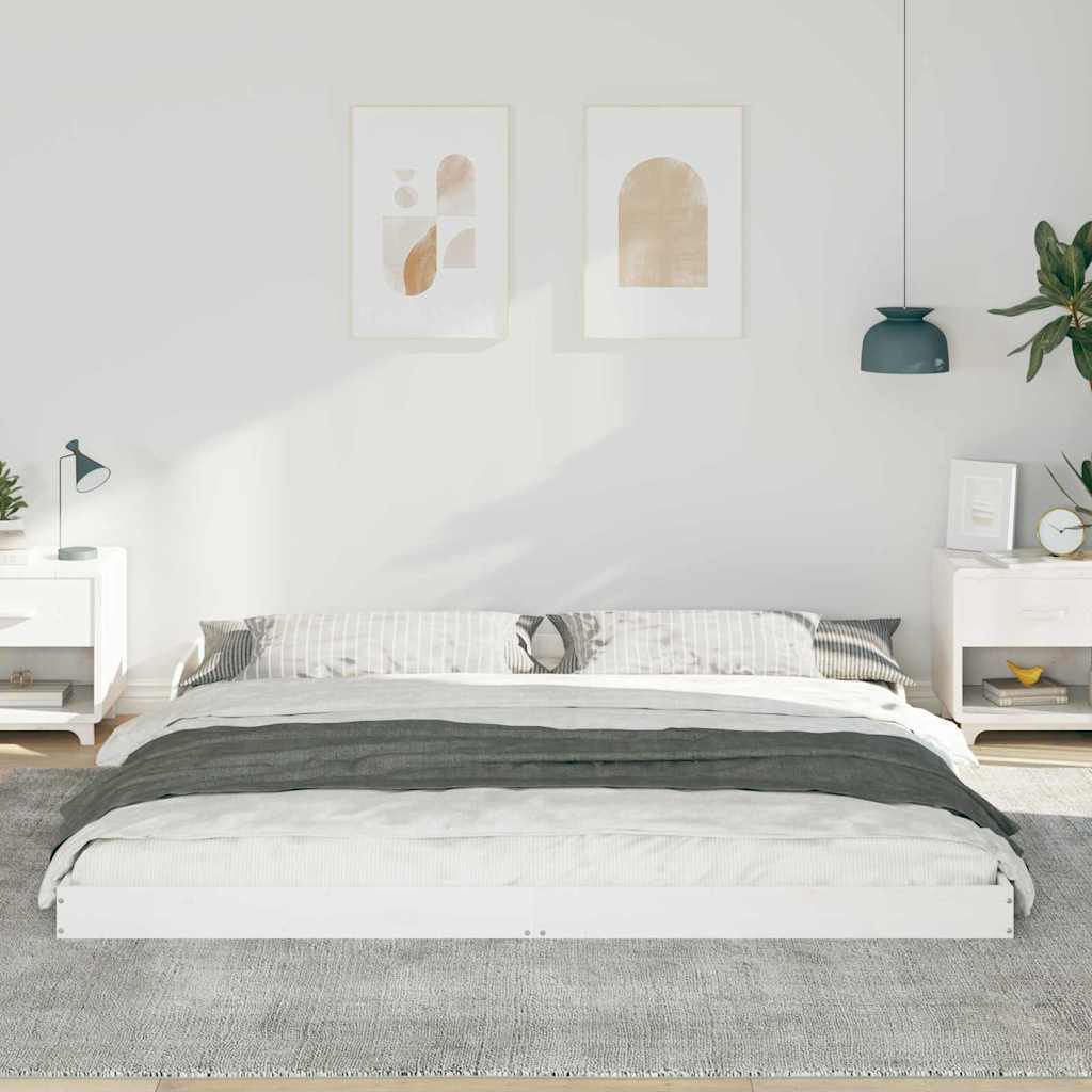 vidaXL Cadru de pat Alb 200 x 220 cm Lemn masiv de pin