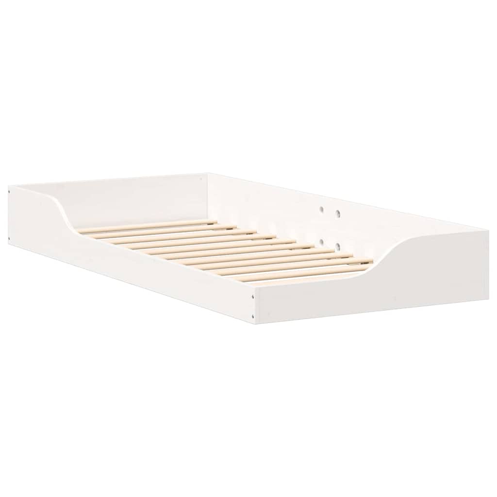 vidaXL Cadru de pat de podea Alb 100 x 200 cm Lemn masiv de pin