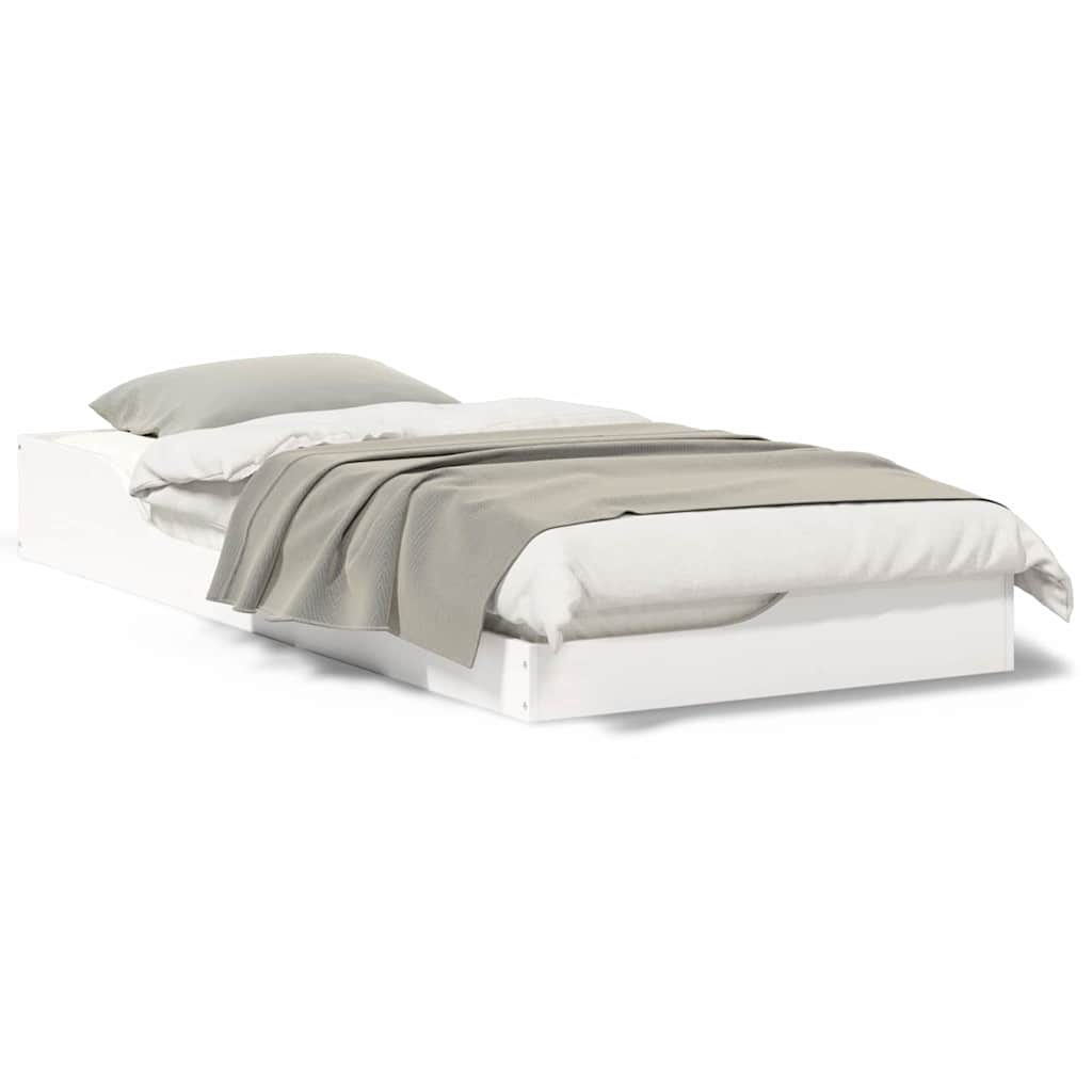 vidaXL Cadru de pat de podea Alb 100 x 200 cm Lemn masiv de pin