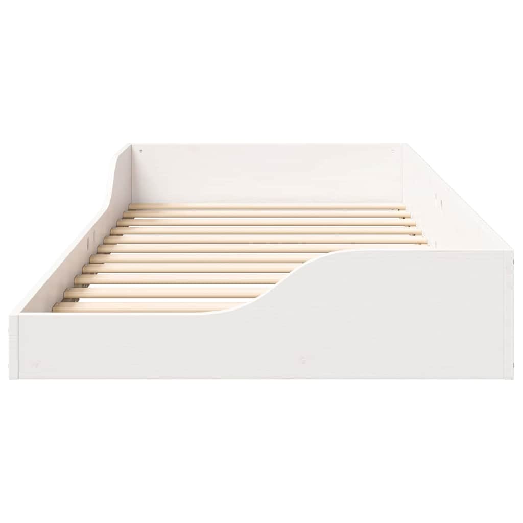 vidaXL Cadru de pat de podea Alb 100 x 200 cm Lemn masiv de pin