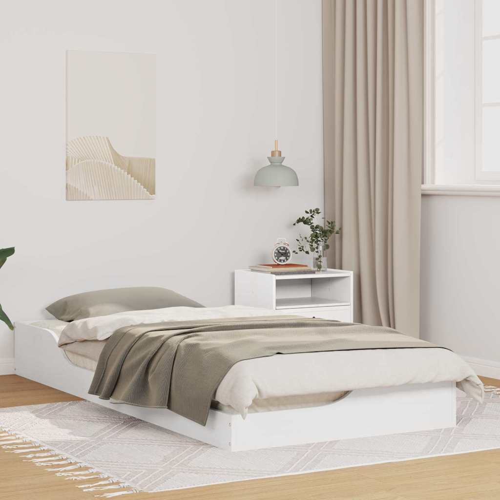 vidaXL Cadru de pat de podea Alb 100 x 200 cm Lemn masiv de pin