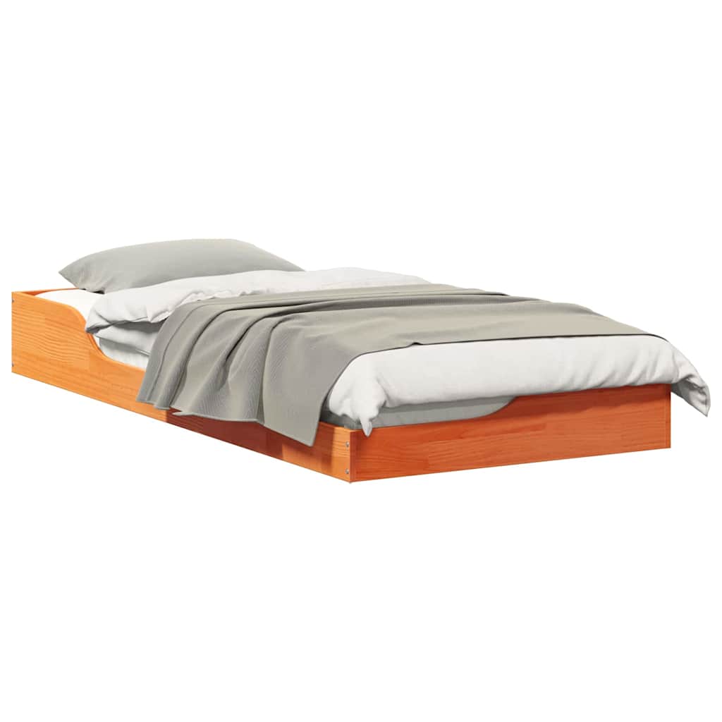 vidaXL Cadru de pat de podea Maro ceruit 90 x 200 cm Lemn masiv de pin vidaXL Cadru de pat de podea Maro ceruit 90 x 200 cm Lemn masiv de pin
