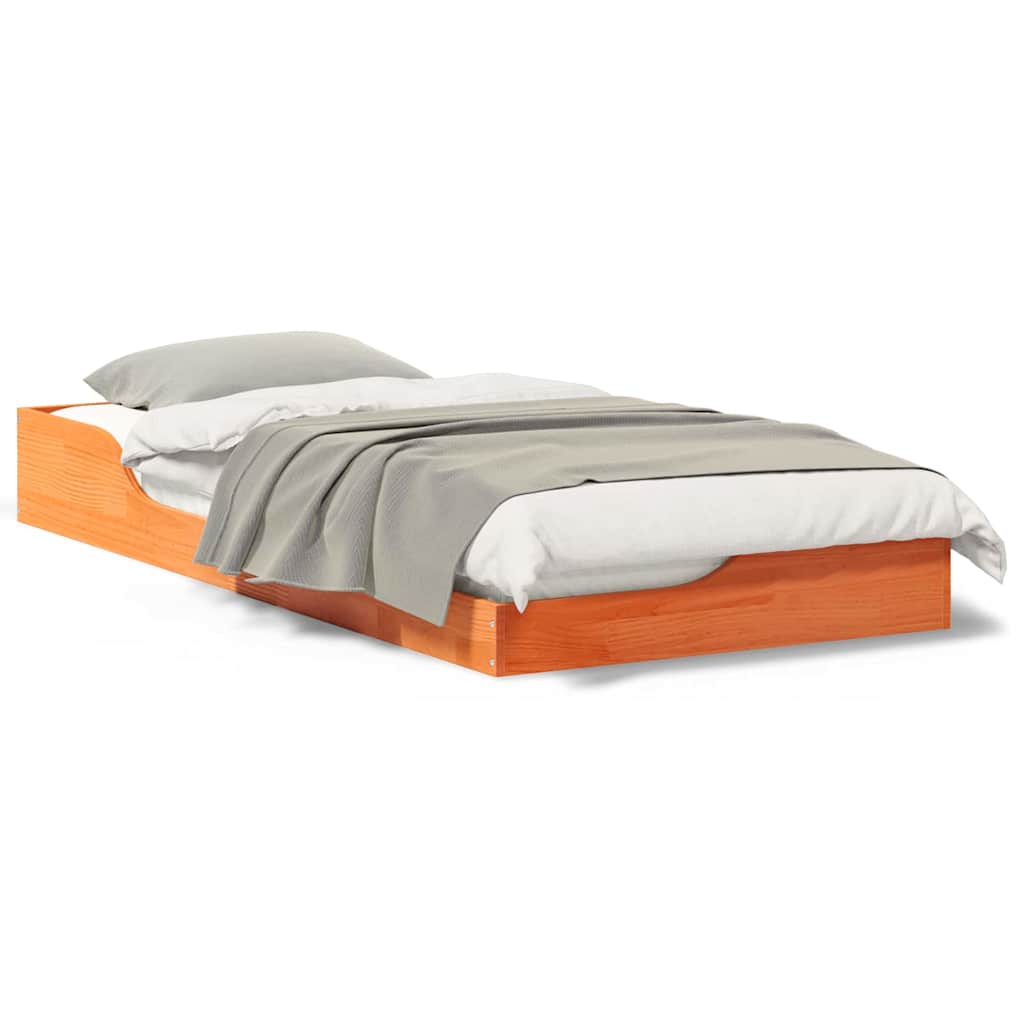 vidaXL Cadru de pat de podea Maro ceruit 90 x 200 cm Lemn masiv de pin vidaXL Cadru de pat de podea Maro ceruit 90 x 200 cm Lemn masiv de pin