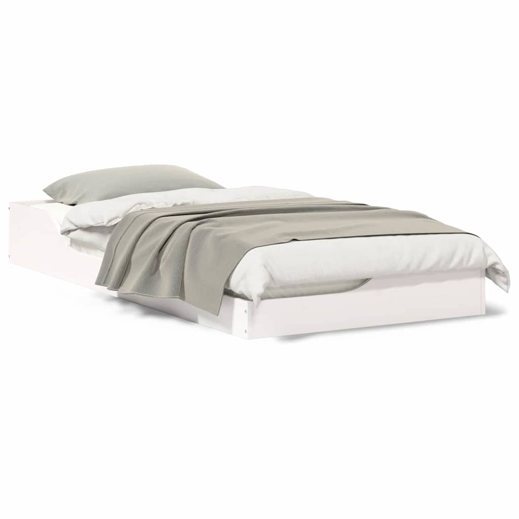 vidaXL Cadru de pat Alb 90 x 190 cm Lemn de pin masiv