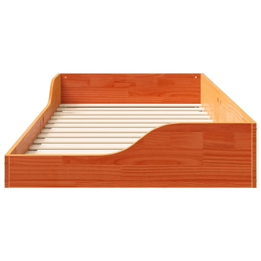 vidaXL Cadru de pat de podea Maro ceruit 90 x 190 cm Lemn masiv de pin vidaXL Cadru de pat de podea Maro ceruit 90 x 190 cm Lemn masiv de pin