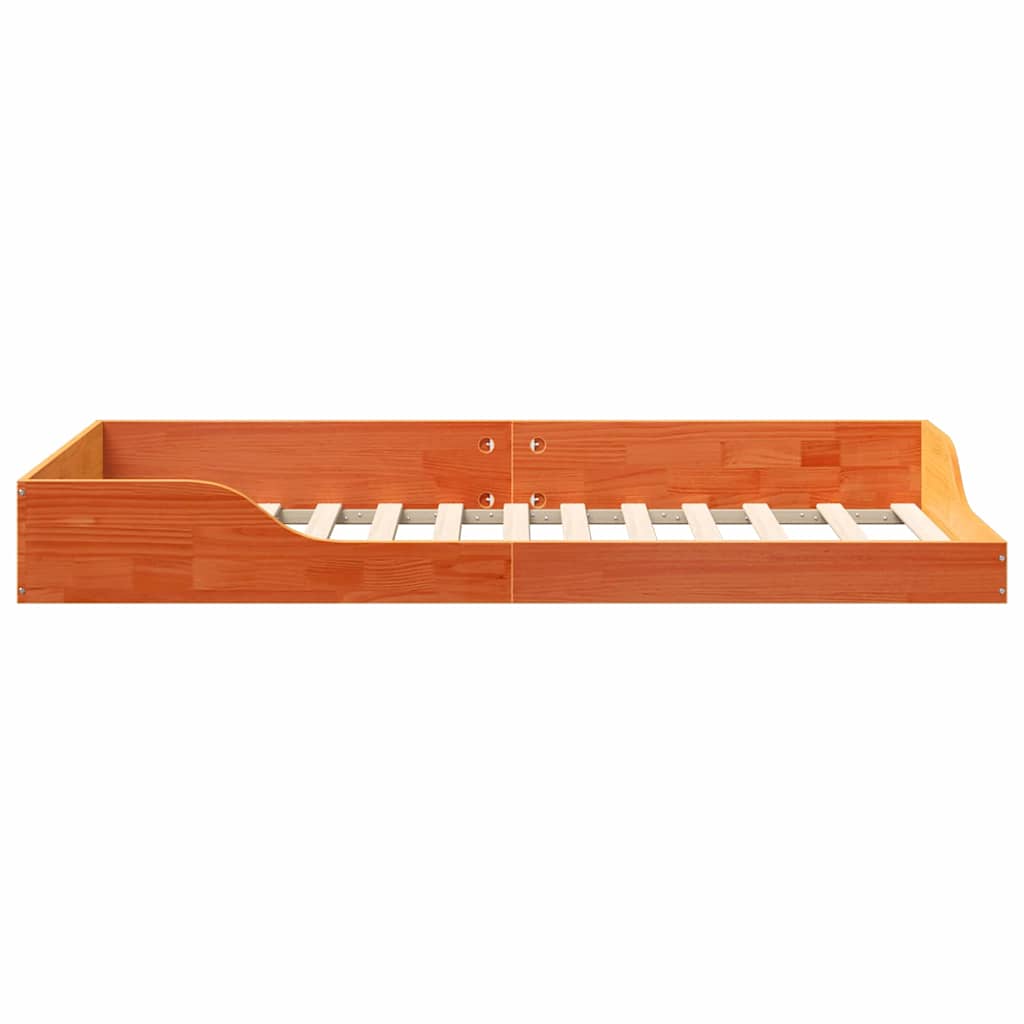 vidaXL Cadru de pat de podea Maro ceruit 90 x 190 cm Lemn masiv de pin vidaXL Cadru de pat de podea Maro ceruit 90 x 190 cm Lemn masiv de pin