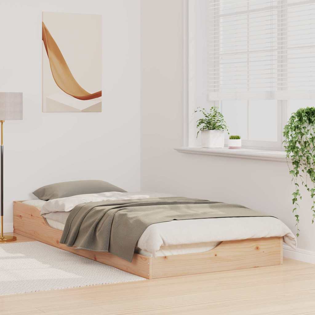 vidaXL Cadru de pat de podea Maro 80 x 210 cm Lemn masiv de pin vidaXL Cadru de pat de podea Maro 80 x 210 cm Lemn masiv de pin