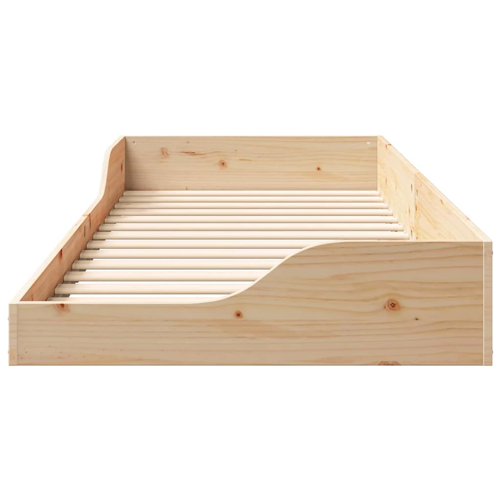 vidaXL Cadru de pat de podea Maro 80 x 210 cm Lemn masiv de pin vidaXL Cadru de pat de podea Maro 80 x 210 cm Lemn masiv de pin