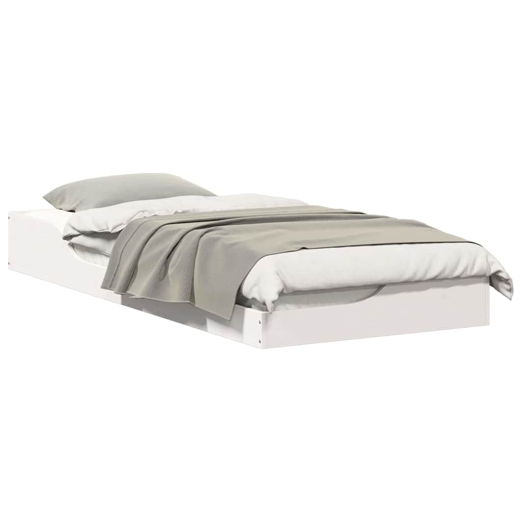 vidaXL Cadru de pat de podea Alb 80 x 210 cm Lemn masiv de pin