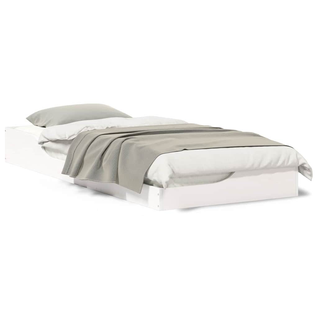 vidaXL Cadru de pat Alb 90 x 210 cm Lemn de pin masiv