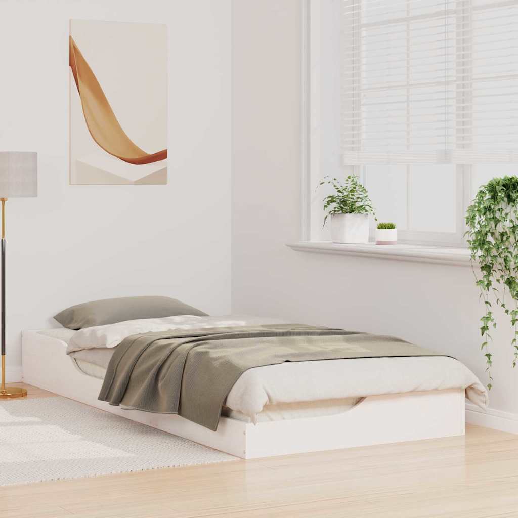 vidaXL Cadru de pat Alb 90 x 210 cm Lemn de pin masiv