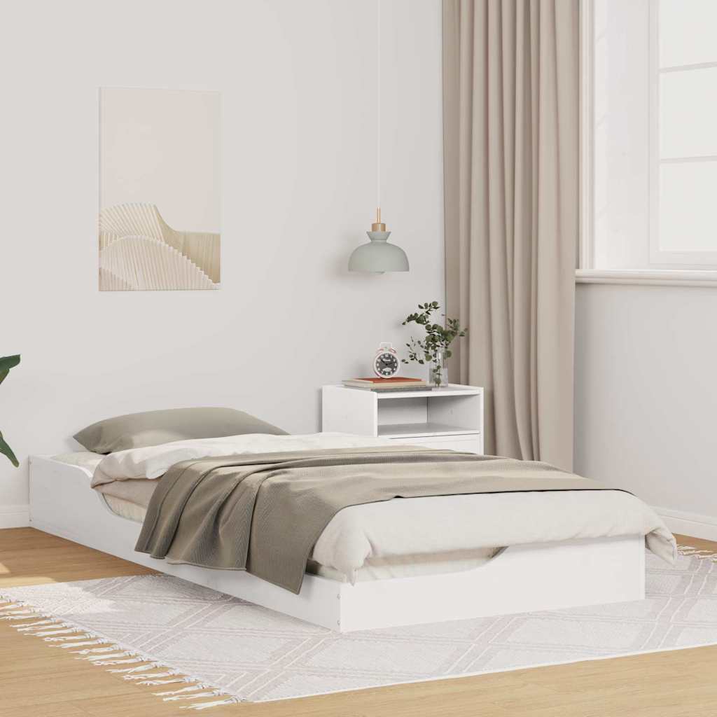 vidaXL Cadru de pat de podea Alb 100 x 210 cm Lemn masiv de pin vidaXL Cadru de pat de podea Alb 100 x 210 cm Lemn masiv de pin