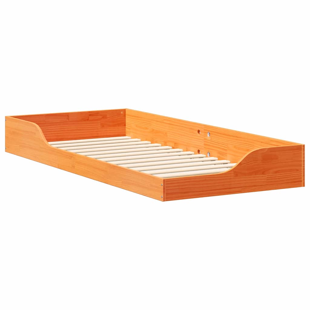 vidaXL Cadru de pat de podea Maro ceruit 100 x 210 cm vidaXL Cadru de pat de podea Maro ceruit 100 x 210 cm