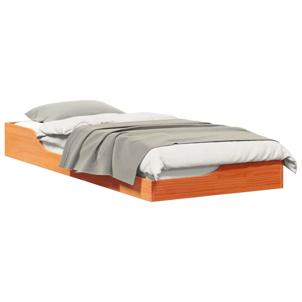 vidaXL Cadru de pat de podea Maro ceruit 100 x 210 cm vidaXL Cadru de pat de podea Maro ceruit 100 x 210 cm
