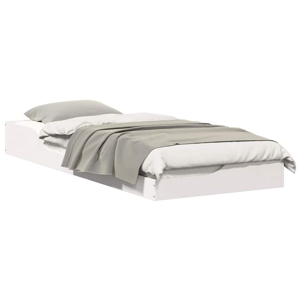 vidaXL Cadru de pat Alb 90 x 220 cm Lemn de pin masiv