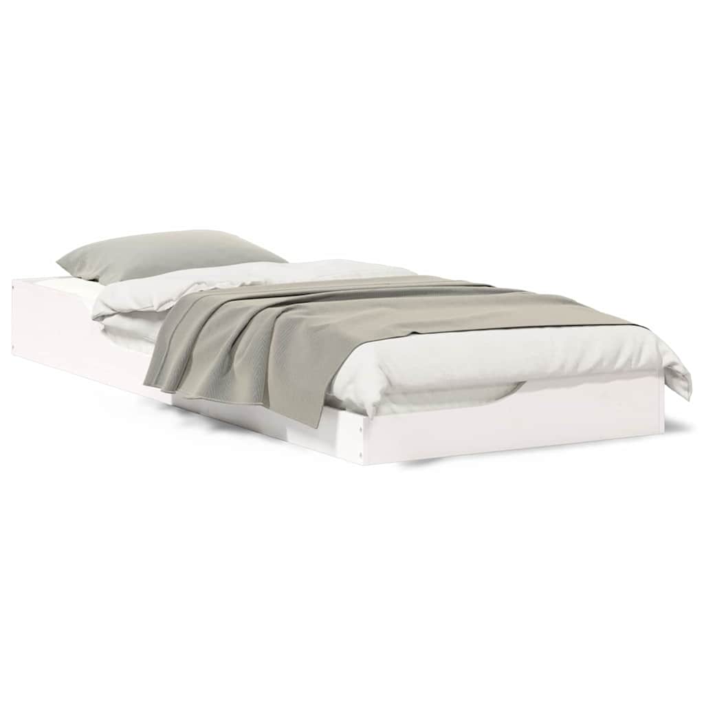 vidaXL Cadru de pat Alb 100 x 220 cm Lemn de pin masiv