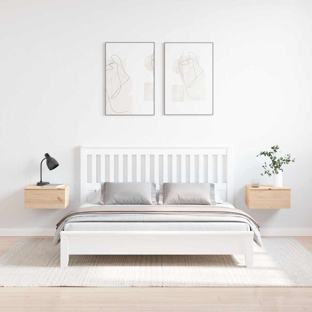 vidaXL Noptieră Montată pe Perete 2 pcs Maro 37 x 35 x 18.5 cm
