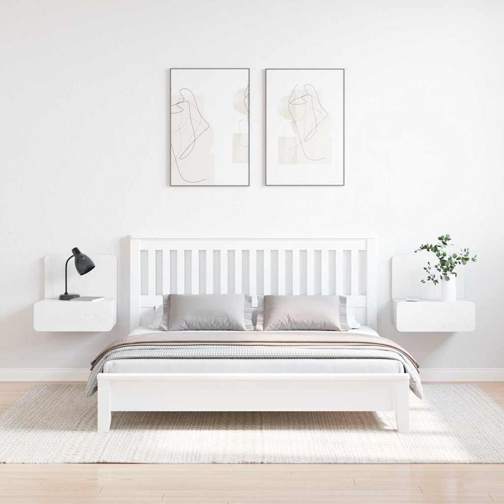 vidaXL Noptieră Montată pe Perete 2 pcs Alb 44 x 32.5 x 40 cm