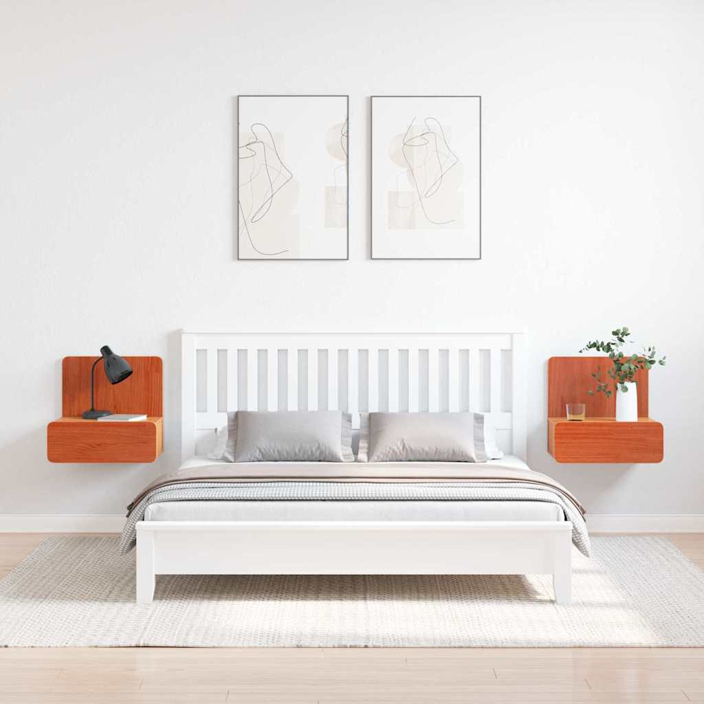 vidaXL Noptieră 2 pcs Maro ceruit 44 x 32.5 x 40 cm Lemn masiv de pin
