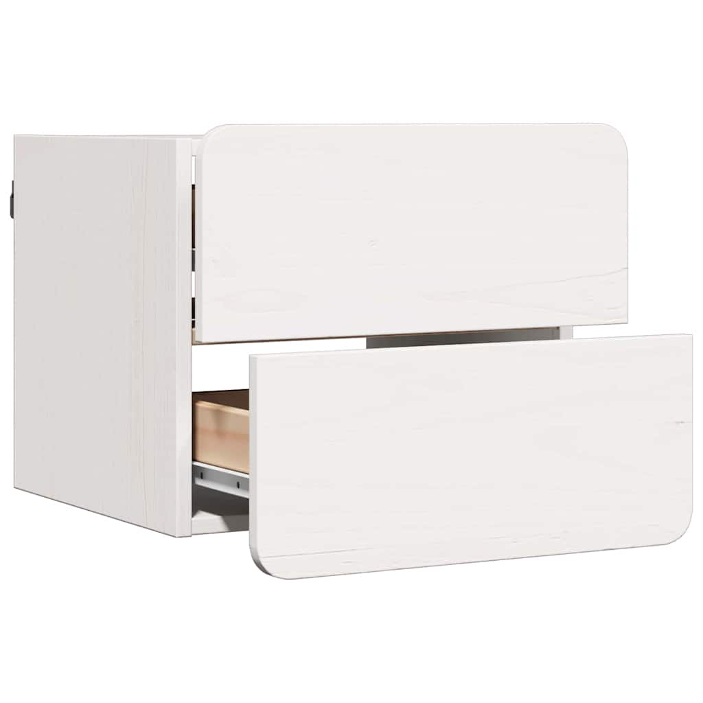 vidaXL Noptieră cu sertar Alb 39 x 34 x 33 cm Lemn masiv de pin