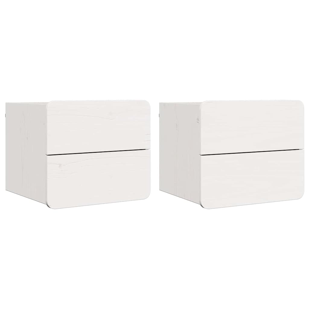 vidaXL Noptieră cu sertar 2 pcs Alb 39 x 34 x 33 cm Lemn masiv de pin