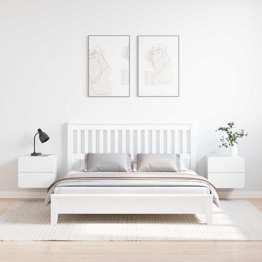 vidaXL Noptieră cu sertar 2 pcs Alb 39 x 34 x 33 cm Lemn masiv de pin