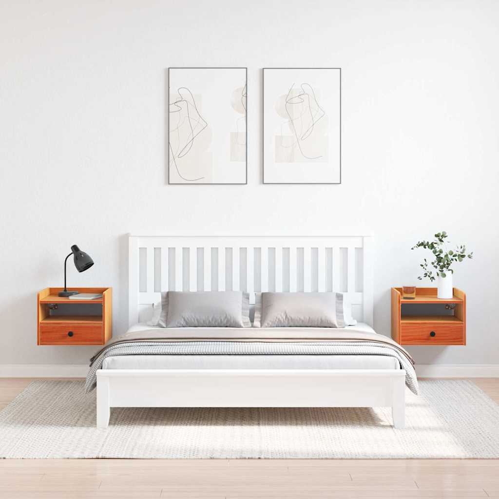 vidaXL Noptieră 2 pcs Maro ceruit 38 x 36 x 29.5 cm Lemn masiv de pin