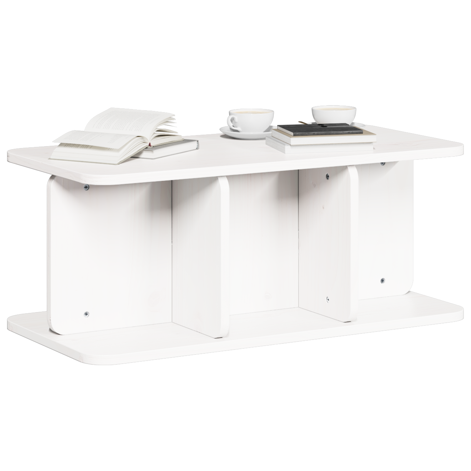 vidaXL Masă de cafea Alb 80 x 39.5 x 33.5 cm Lemn de brad solid vidaXL Masă de cafea Alb 80 x 39.5 x 33.5 cm Lemn de brad solid