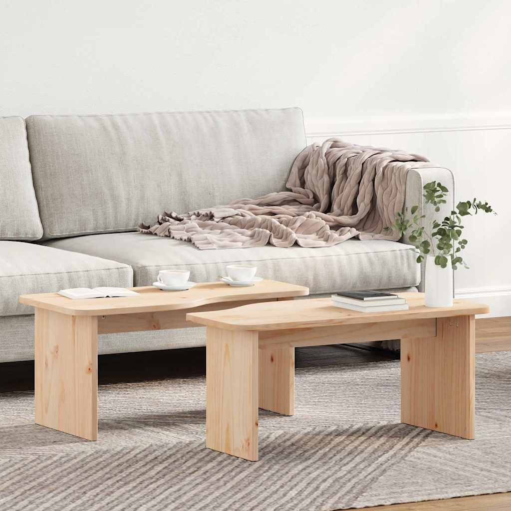 vidaXL Masă de cafea 2 pcs Natural 100 x 69 x 35.5 cm vidaXL Masă de cafea 2 pcs Natural 100 x 69 x 35.5 cm