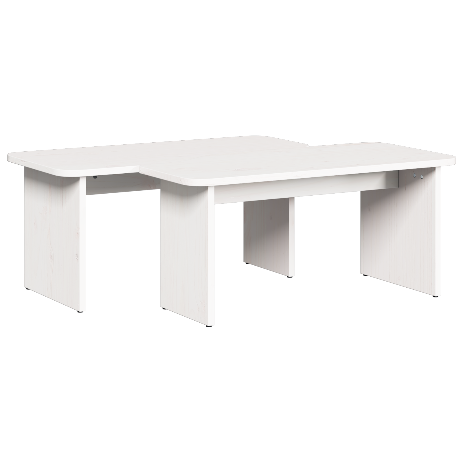 vidaXL Masă de cafea 2 pcs Alb 100 x 69 x 35.5 cm Lemn de brad solid