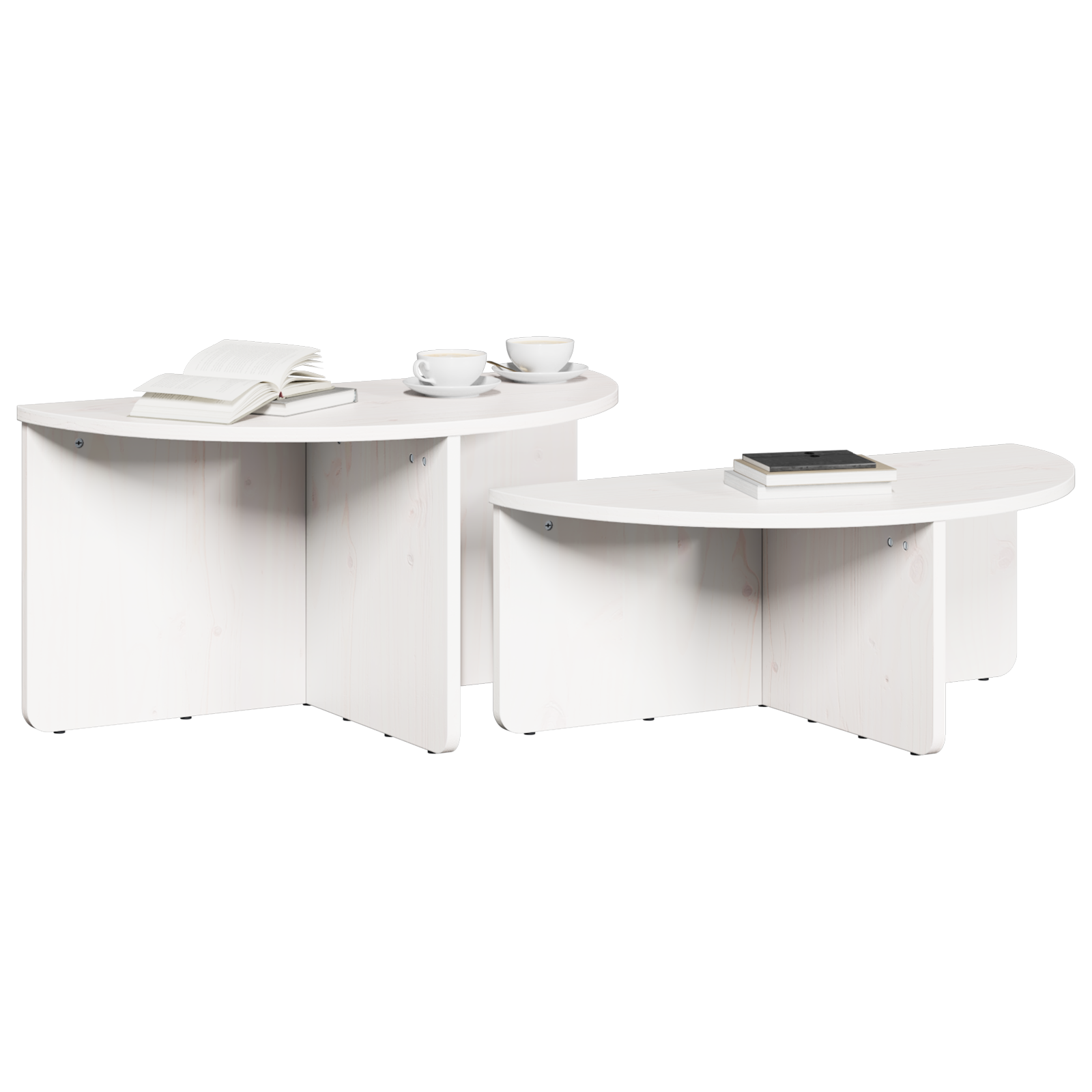vidaXL Masă de cafea 2 pcs Alb 79 x 39.5 x 40 cm Lemn de brad solid vidaXL Masă de cafea 2 pcs Alb 79 x 39.5 x 40 cm Lemn de brad solid