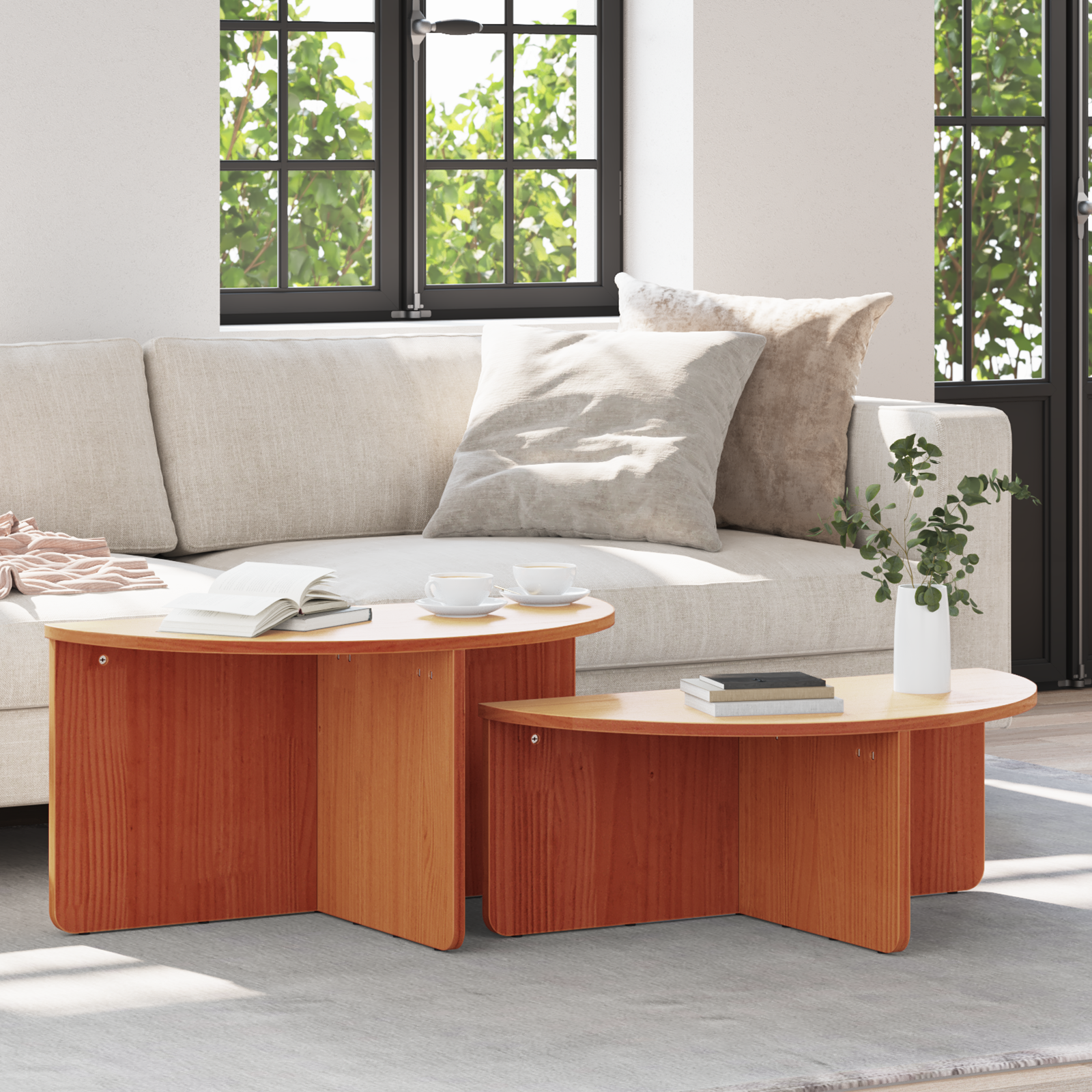 vidaXL Masă de cafea 2 pcs Maro ceruit 79 x 39.5 x 40 cm vidaXL Masă de cafea 2 pcs Maro ceruit 79 x 39.5 x 40 cm