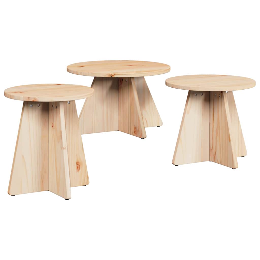 vidaXL Masă de cafea 3 pcs Natural 49 x 49 x 30 cm Lemn de brad solid vidaXL Masă de cafea 3 pcs Natural 49 x 49 x 30 cm Lemn de brad solid